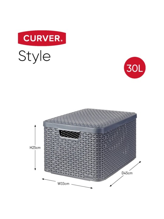 Curver uzglabāšanas kastes ar vāku style, 3 gab., L izmērs, pelēkas