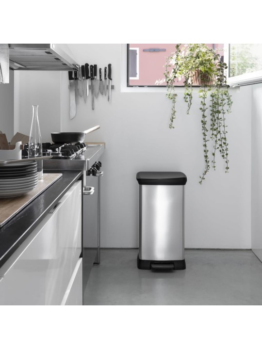 Curver atkritumu tvertne ar pedāli deco, 23 l +23 l, sudraba krāsa