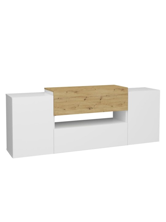 Fmd tv skapītis, 182x33x70,2 cm, balta un koka krāsa