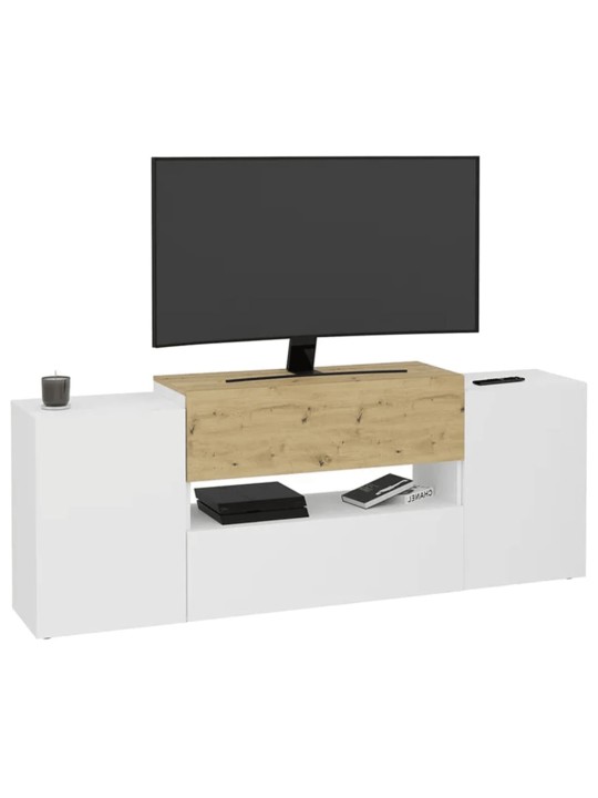 Fmd tv skapītis, 182x33x70,2 cm, balta un koka krāsa