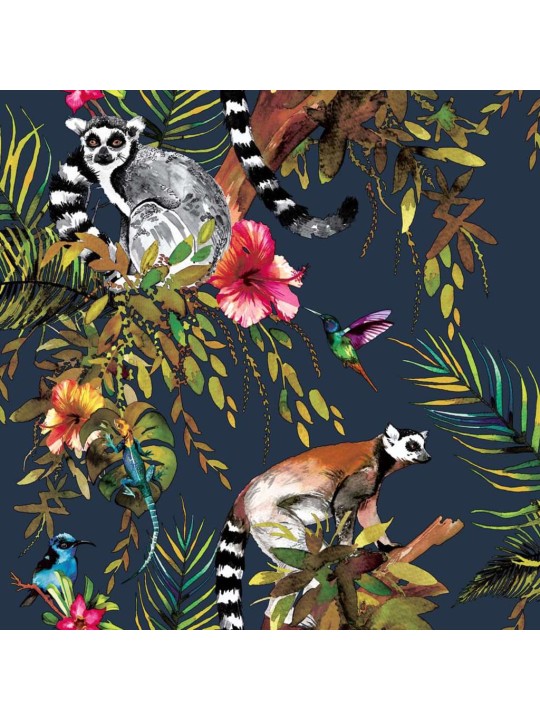 Dutch wallcoverings tapete, lemura apdruka, zila