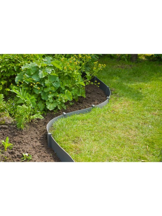 Nature dārza apmaļu komplekts h15 cm x 10 m, ar mietiņiem, pelēks