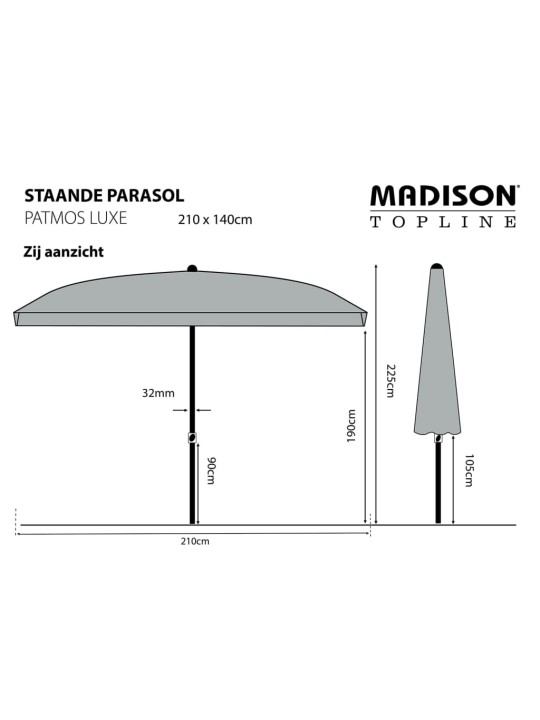 Madison saulessargs patmos luxe, taisnstūra, 210x140 cm, pelēks