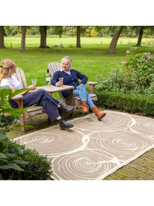 Esschert design āra paklājs, 240x150 cm, stumbra gredzeni