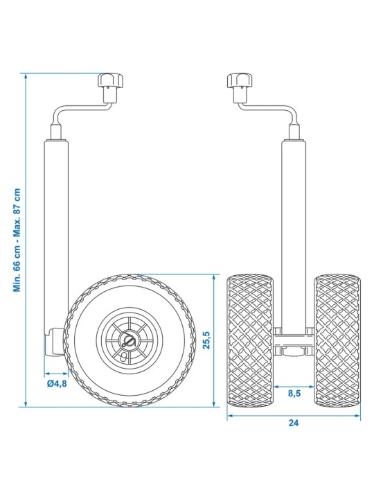Proplus piekabes atbalsta ritenis ar gaisa pildījumu 341508, 26x8,5 cm
