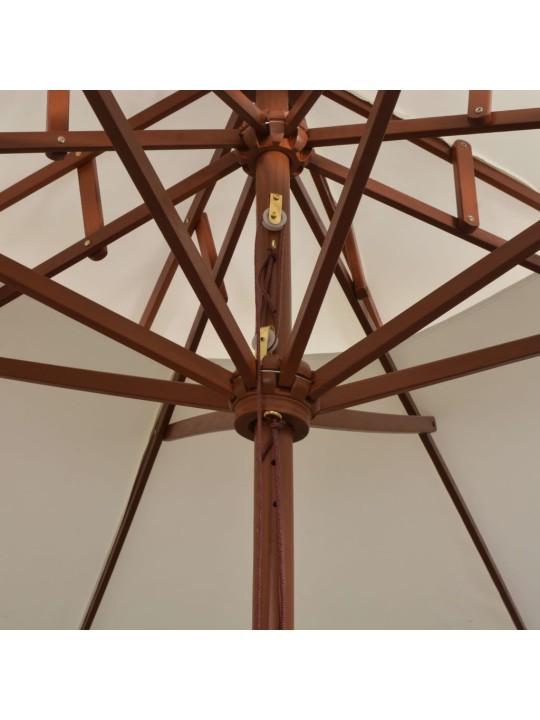 Saulessargs ar dubultu jumtu, 270x270 cm, koka kāts, krēmbalts
