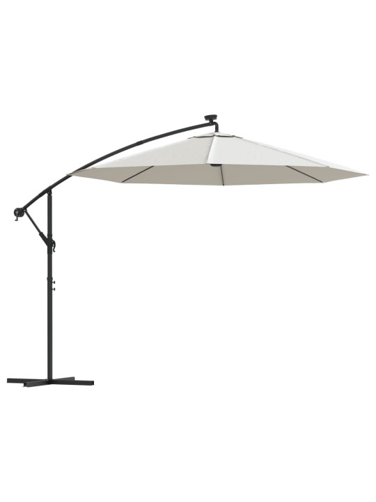 Saulessargs ar led, iekarams, 300 cm, metāla kāts, smilškrāsā