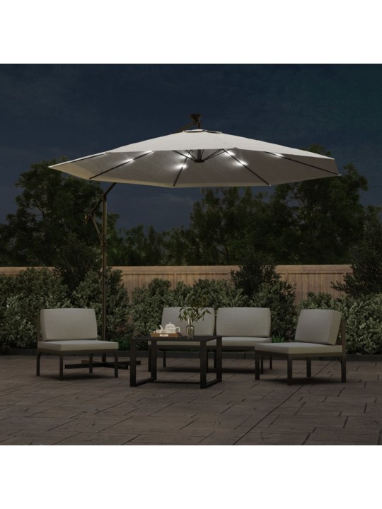 Saulessargs ar led, iekarams, 300 cm, metāla kāts, smilškrāsā