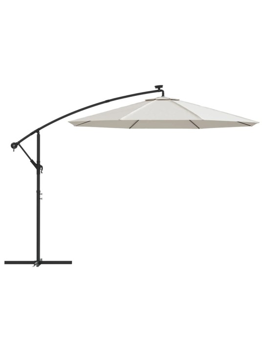 Saulessargs ar led, iekarams, 300 cm, metāla kāts, smilškrāsā