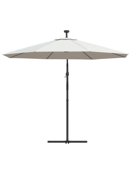 Saulessargs ar led, iekarams, 300 cm, metāla kāts, smilškrāsā