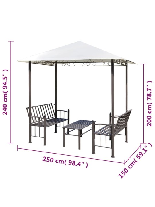 Dārza nojume ar galdu un soliem, 2,5x1,5x2,4 m