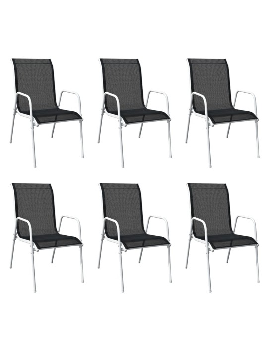 7-daļīgs dārza mēbeļu komplekts, tērauds, melns