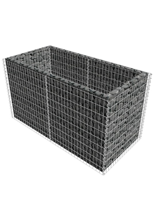 Gabions, augstā puķu kaste, tērauds, 180x90x100, sudraba krāsa