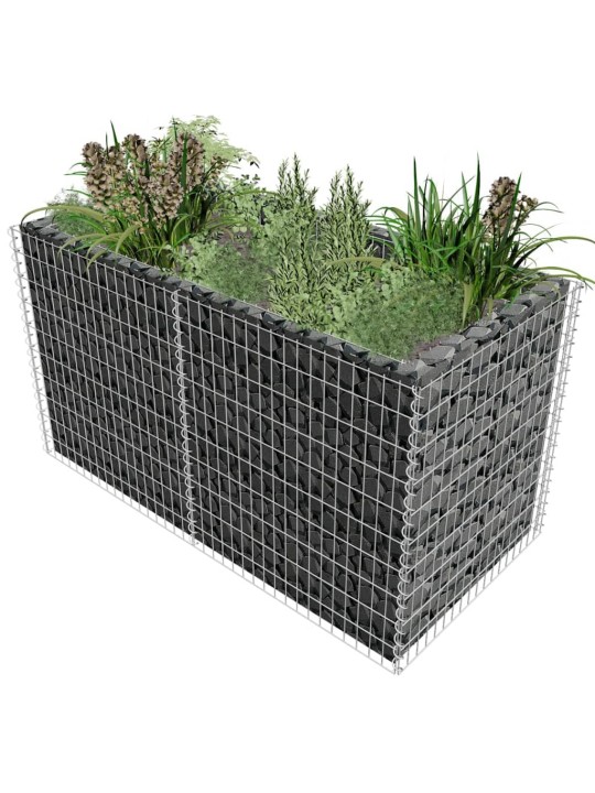Gabions, augstā puķu kaste, tērauds, 180x90x100, sudraba krāsa
