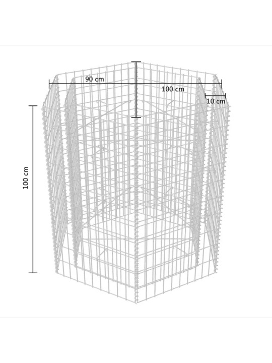 Gabions, augstā puķu kaste, 100x90x100 cm, sešstūrveida
