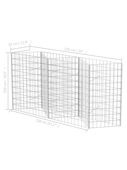 Gabions, cinkots tērauds, 120x30x100 cm