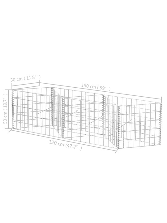 Gabions, cinkots tērauds, 120x30x50 cm