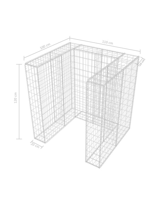 Gabions atkritumu konteineriem, tērauds, 110x100x120 cm