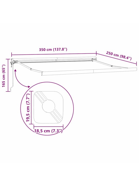 Markīze balts 3,5 x 2,5 m metāla