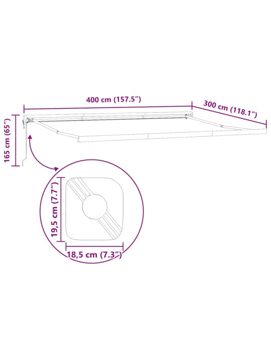 Markīze balts 4 × 3 m metāla