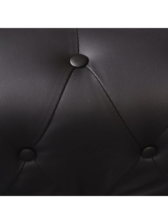 Piecvietīgs Chesterfield dīvāns, melna mākslīgā āda