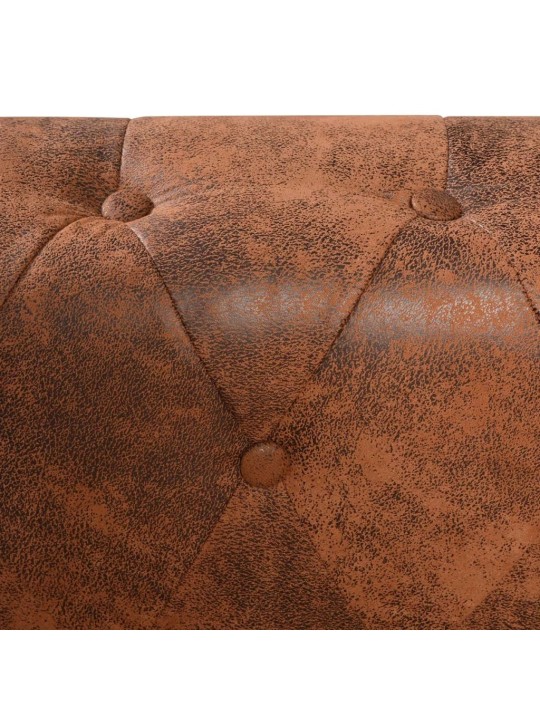 Divvietīgs chesterfield stūra dīvāns, brūna mākslīgā āda