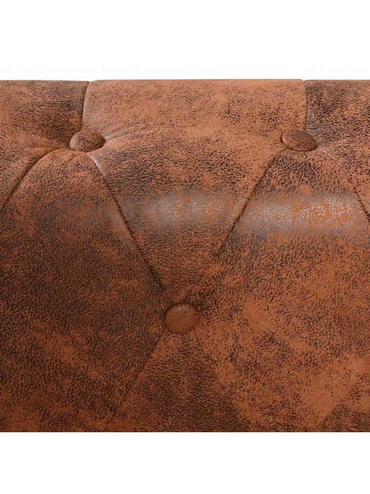 Sešvietīgs chesterfield dīvāns, brūna mākslīgā āda