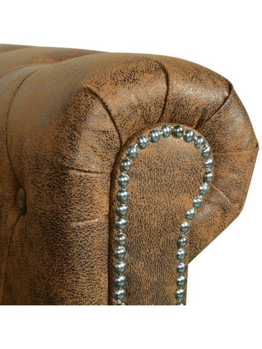 Divvietīgs Chesterfield dīvāns, brūna mākslīgā āda