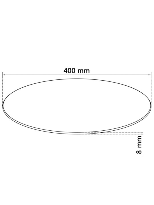 Galda virsma, 400 mm, apaļa, rūdīts stikls