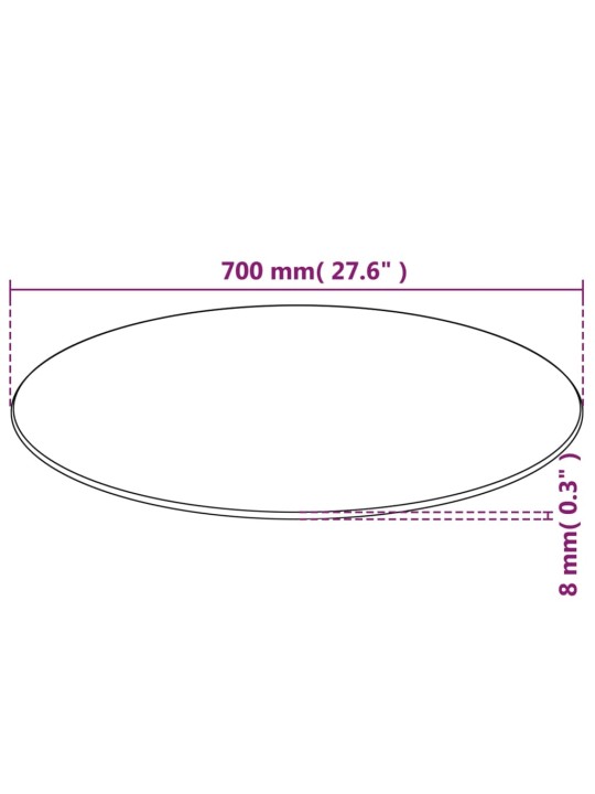Galda virsma, 700 mm, apaļa, rūdīts stikls