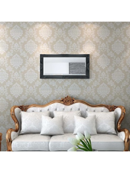 Sienas spogulis, 100x50 cm, baroka stils, melns