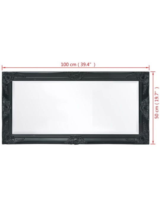 Sienas spogulis, 100x50 cm, baroka stils, melns
