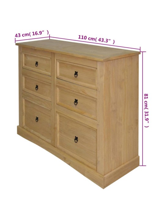 Kumode, meksikas corona stila priežkoks, 110x43x81 cm