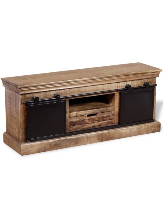 Tv skapītis ar 2 bīdāmām durvīm, 110x30x45 cm, mango masīvkoks