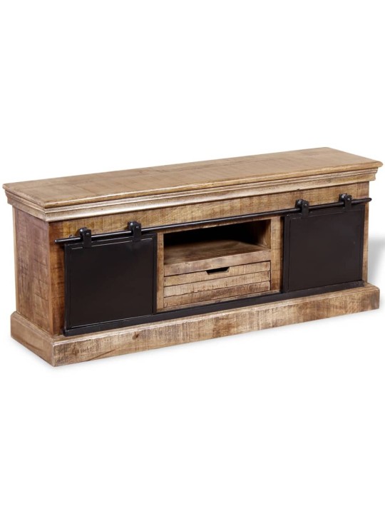 Tv skapītis ar 2 bīdāmām durvīm, 110x30x45 cm, mango masīvkoks