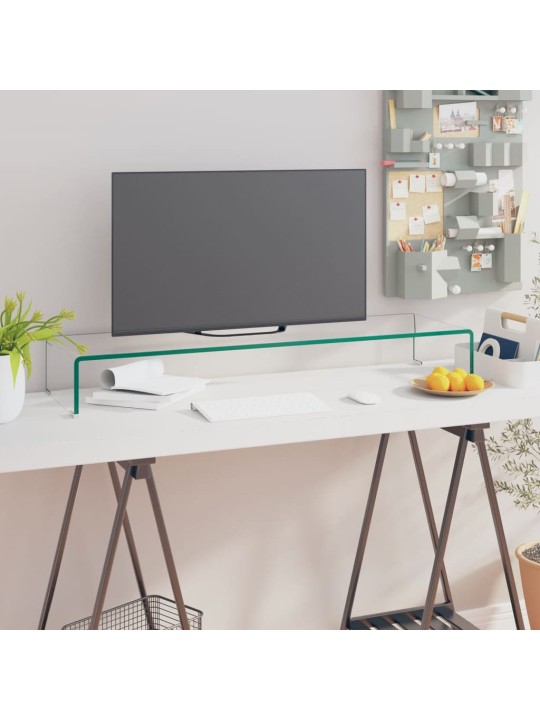 Tv statīvs, monitora paliktnis, 100x30x13cm, caurspīdīgs stikls