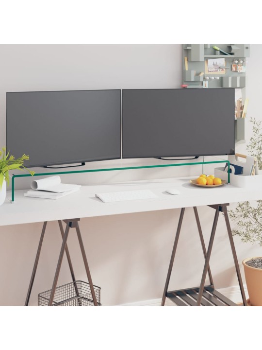 Tv statīvs, monitora paliktnis, 120x30x13cm, caurspīdīgs stikls