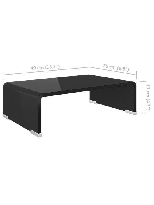 Tv statīvs, monitora paliktnis, 40x25x11 cm, melns stikls