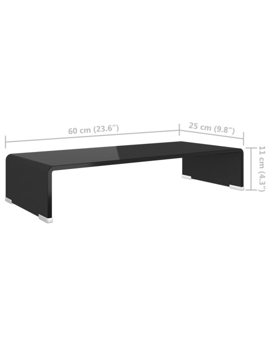 Tv statīvs, monitora paliktnis, 60x25x11 cm, caurspīdīgs stikls