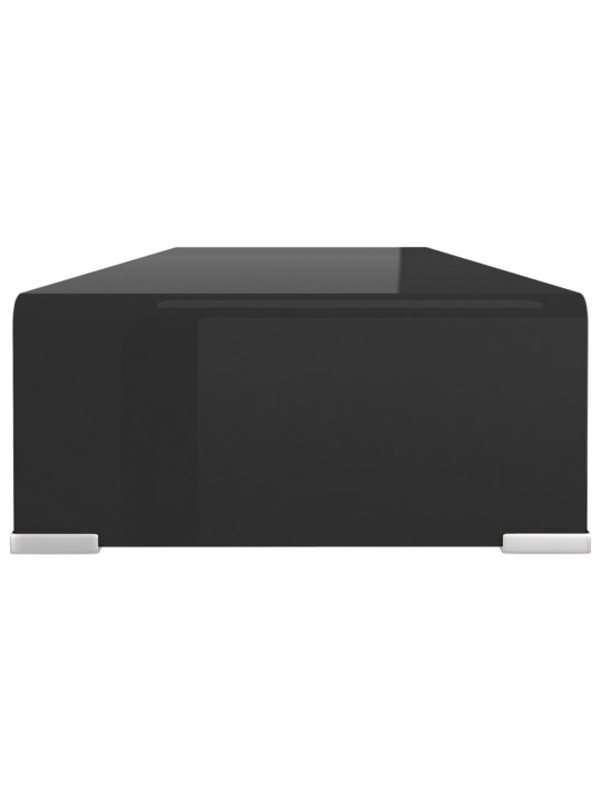 Tv statīvs, monitora paliktnis, 80x30x13 cm, melns stikls