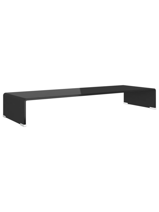 Tv statīvs, monitora paliktnis, 90x30x13 cm, melns stikls
