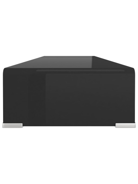 Tv statīvs, monitora paliktnis, 100x30x13 cm, melns stikls
