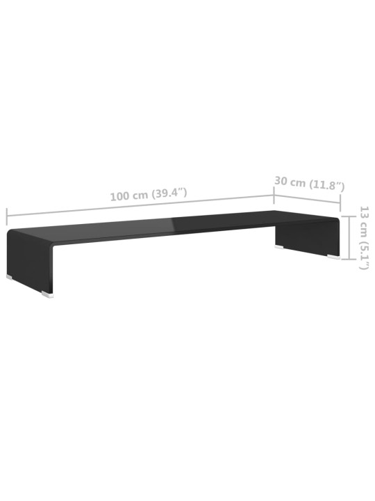 Tv statīvs, monitora paliktnis, 100x30x13 cm, melns stikls