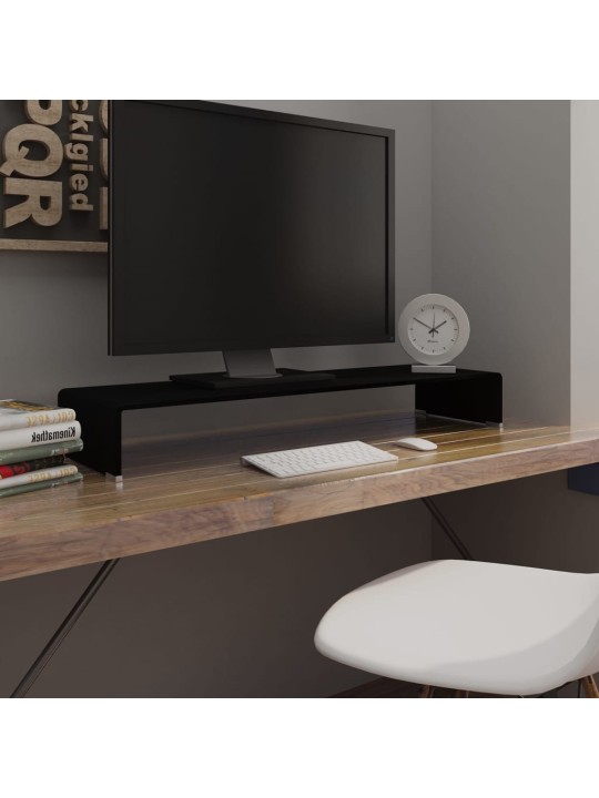 Tv statīvs, monitora paliktnis, 100x30x13 cm, melns stikls