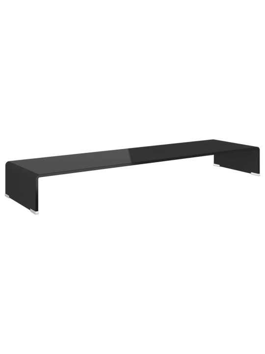 Tv statīvs, monitora paliktnis, 110x30x13 cm, melns stikls