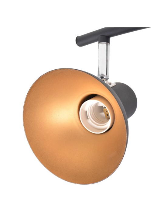 Griestu lampa, 4 spuldzes, e27, melna ar zelta krāsu