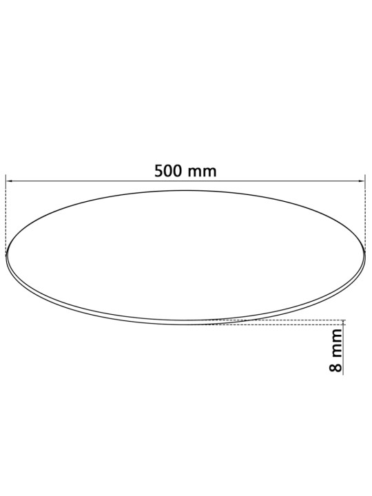 Galda virsma, 500 mm, apaļa, rūdīts stikls