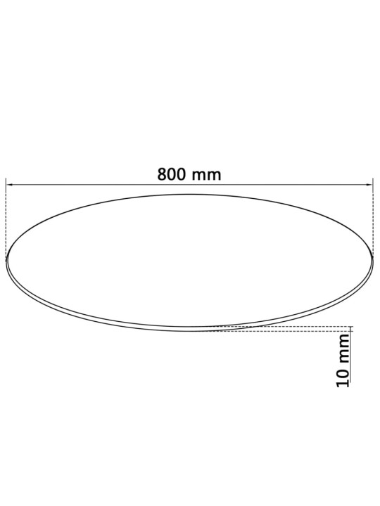 Galda virsma, 800 mm, apaļa, rūdīts stikls