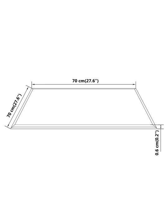 Galda virsma, 700x700 mm, rūdīts stikls, kvadrātveida
