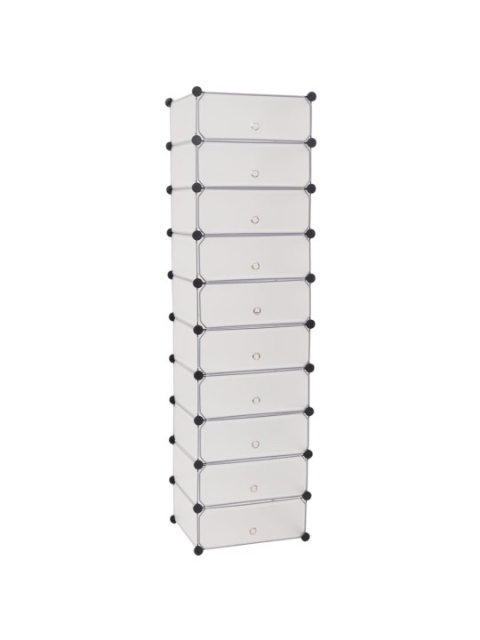 Apavu skapis ar 10 nodalījumiem, balts